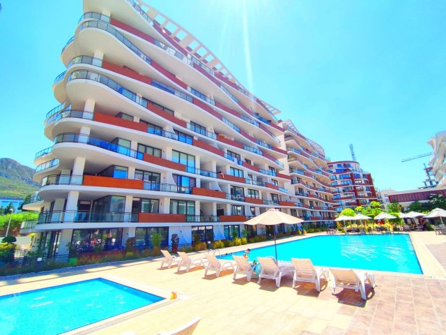 2 + 1 Rental Apartment With Newly Furnished Sea View on a Site With a Pool in the Center of Kyrenia ** 