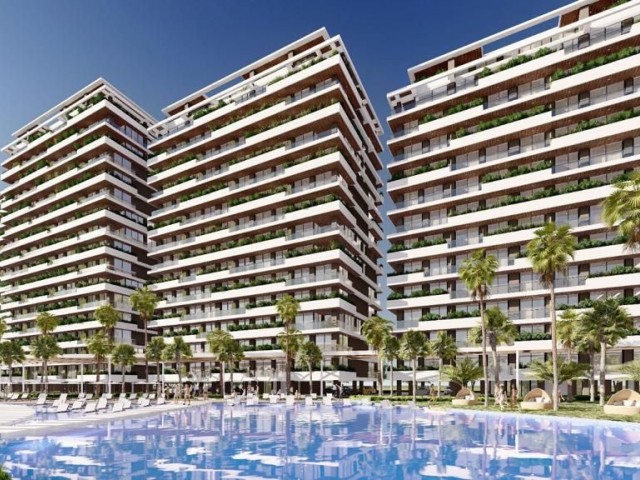 İskele Long Beach Bölgesinde 7 Yıldızlı Otel Konseptinde  2+1 Full Deniz Manzaralı Satılık Rezidans Daire