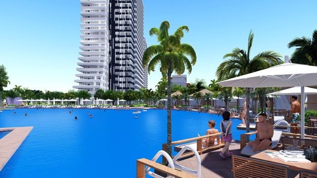 آپارتمان 2+1 با دید کامل دریا برای فروش در یک هتل 7 ستاره مفهومی در منطقه لانگ بیچ ایسکله