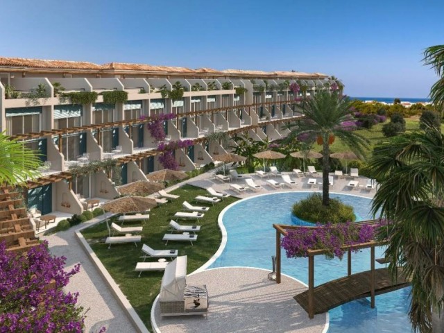 1+1 wunderschöne Garten- und Dachgeschosswohnungen am Meer in einem Elitekomplex in Kyrenia Esentepe, Zypern