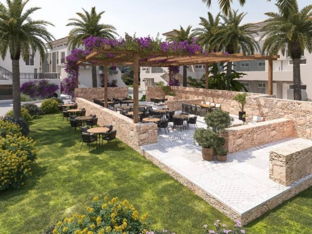 Апартаменты 1+1 с великолепным садом и верхним этажом у моря в элитном комплексе в Кирении Эсентепе, Кипр
