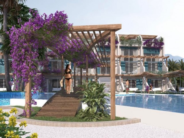 1+1 Gorgeous Garden and Top Floor Apartments by the Sea in an Elite Complex in Kyrenia Esentepe, Cyprus