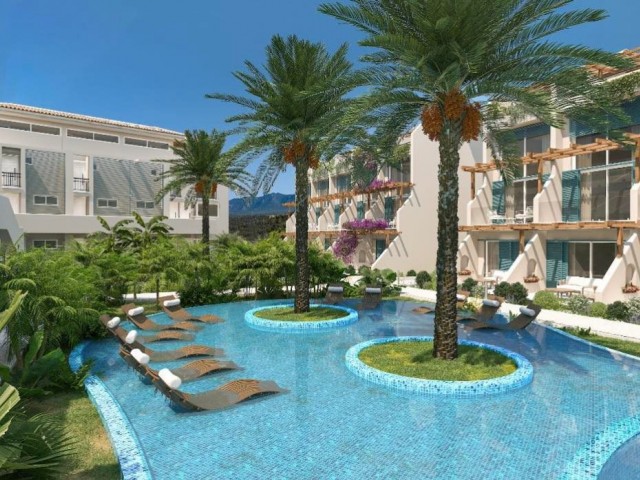 1+1 Gorgeous Garden and Top Floor Apartments by the Sea in an Elite Complex in Kyrenia Esentepe, Cyprus