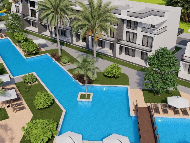 1+1 Flats With Garden Floor And Roof Terrace For Sale In The Site In The Cyprus Iskele Long Beach Area