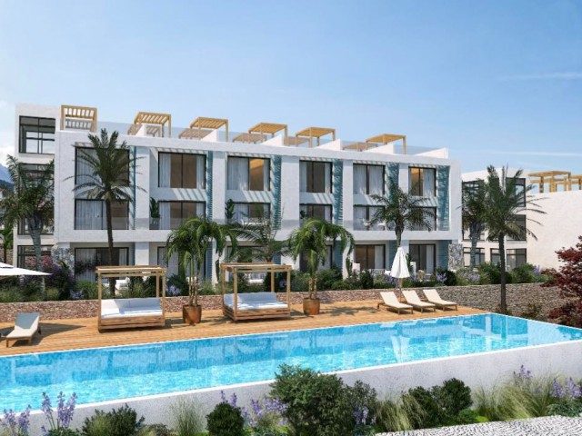 Kıbrıs Girne Esentepe de Denize 250 metre Benzersiz Ödeme Planlı 1+1 Penthouse Dublex Daireler