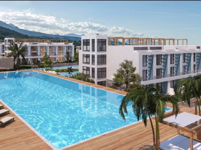 Kıbrıs Girne Esentepe de Denize 250 metre Benzersiz Ödeme Planlı 1+1 Penthouse Dublex Daireler