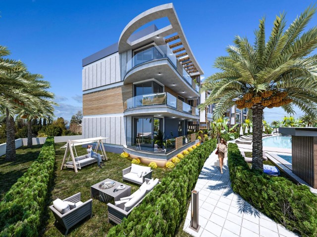 آپارتمان 2+1 برای فروش با کف باغ یا تراس پشت بام در یک سایت با استخر در منطقه گیرن لاپتا قبرس