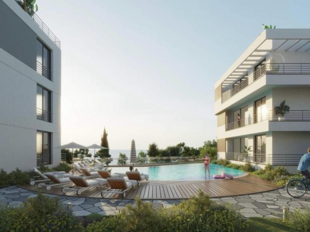 2+1 Flat with Terrace for Sale in a Turkish Title Deed Site with Pool in Kyrenia Lapta Region, Cyprus