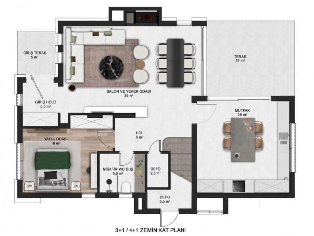 3+1 Luxusvillen Mit Zahlungsplänen In Einem Komplex Unter Der Ringstraße In Edremit, Kyrenia, Zypern