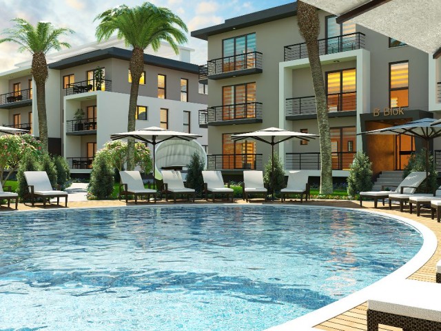 1+1 Apartment for Sale in TRNC Kyrenia Alsancak in a Complex Behind Atakara Market