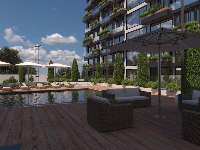 1+1 Flats for Sale in Akacan Premium with Sea View in Kyrenia Center, TRNC