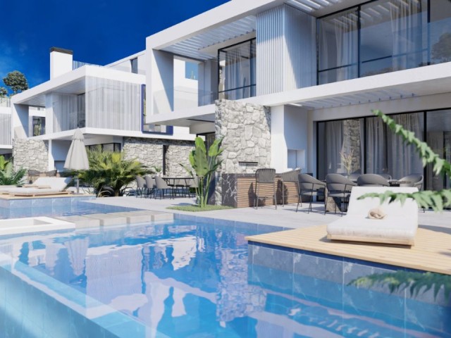 Trnc Kyrenia Esentepe Twin Villas With 2+1 Private Pool For Sale In A Complex Close To Sea With Payment Plan