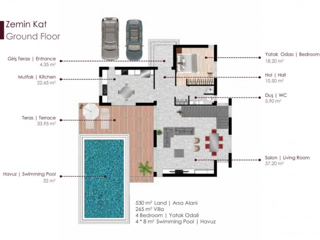 YENİBOĞAZİÇİ’NDE ÖZEL VE TEK TASARIMLI SATILIK LÜKS VİLLA    ***£370.000***