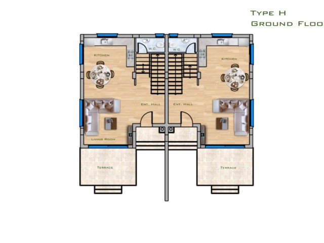 İSKELE - ÖTÜKEN  SATILIK 2+1 İKİZ VİLLA    ***£259.000***