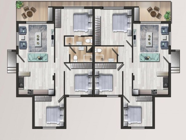 3 + 1 Wohnung mit Garten in Chatalköy auf dem Gelände mit Pool. Lieferung 2022 Oktober ** 