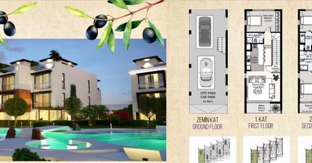 Amazing project in Zeytinlik, ready to move! 2+1 apartment and triplex villas for sale in beautiful site with swimming pool.