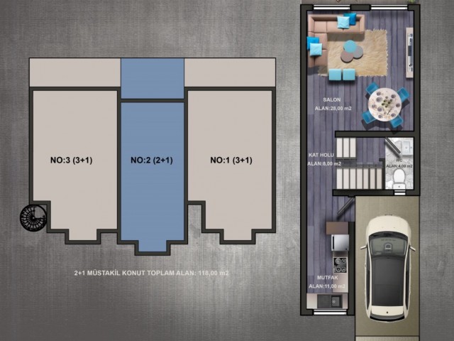 Harika 2+1 DUPLEX TOWNHOUSE Girnede DOĞANKÖYDE 