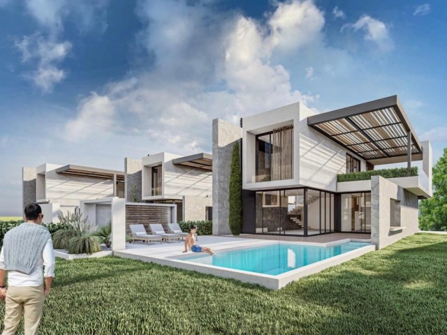 Modern design detached villa whose construction has just started in Karaoğlanoğlu