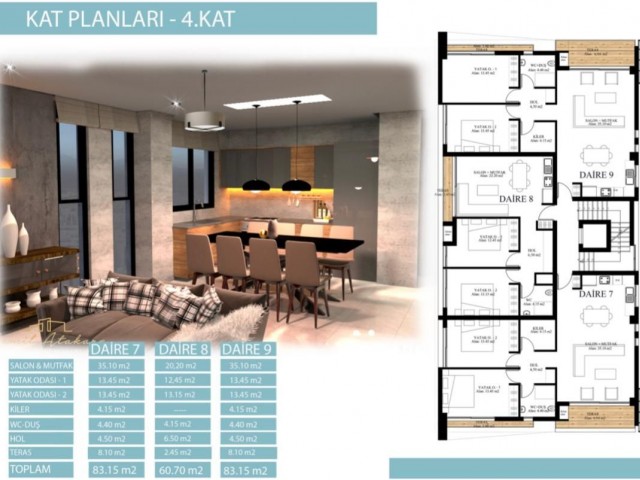 Luxuriöse 2+1-Wohnungen zum Verkauf im Kyrenia Center