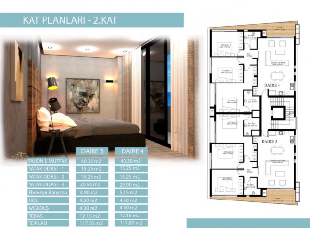 Luxury 2+1 apartments for sale in Kyrenia Center