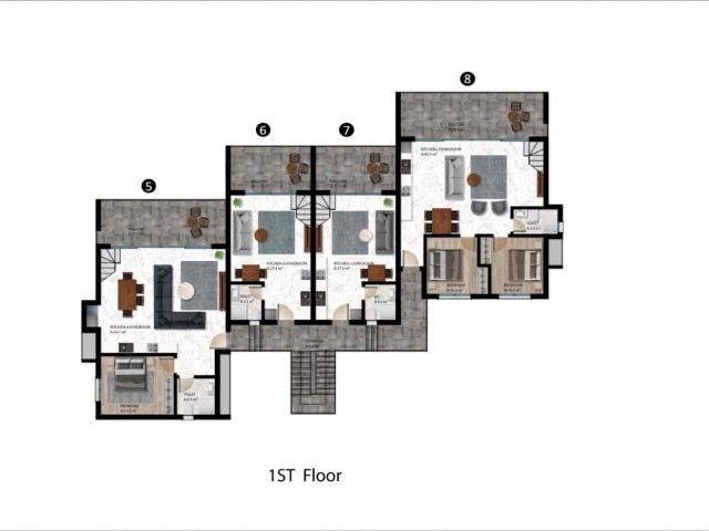 Studio mit Garten und 1+1 Loft-Wohnung mit Terrasse zum Verkauf in Esentepe