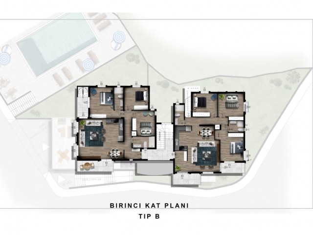 Girne Çatalköy'de  Satılık Modern Mimariye Sahip Lüks 3+1 Daire Son 2 Adet