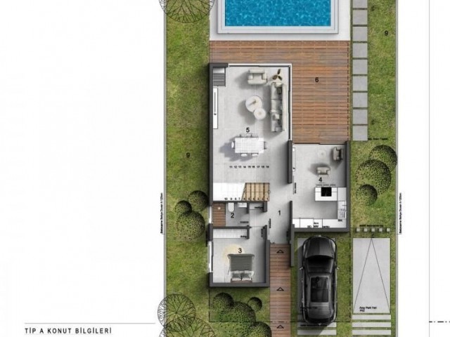 Modern design detached 3+1  villa in Karaoğlanoğlu