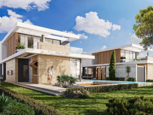 Luxury 4+1 villas with pool for sale in Çatalköy