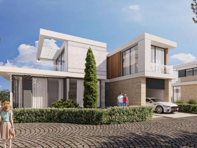 Luxury 4+1 villas with pool for sale in Çatalköy