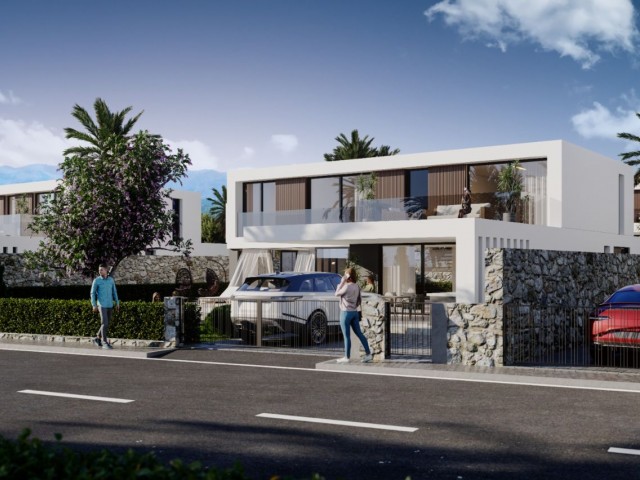 Herrliche Luxus-Poolvillen mit 4 und 5 Schlafzimmern und Meer- und Bergblick zu verkaufen, Çatalköy, Kyrenia