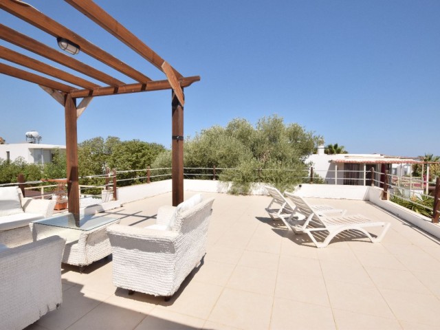 3+1 Detached Independent Villa with Sea View and Private Beach in Esentepe