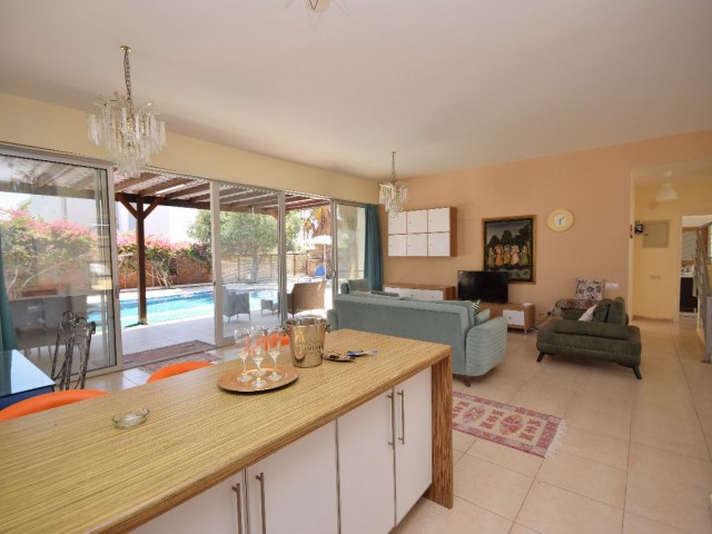 3+1 Detached Independent Villa with Sea View and Private Beach in Esentepe