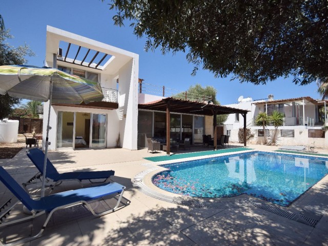 3+1 Detached Independent Villa with Sea View and Private Beach in Esentepe