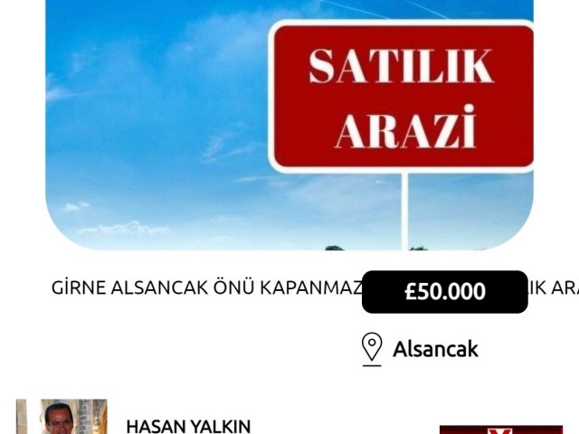 GİRNE ALSANCAK ÖNÜ KAPANMAZ MANZARALI SATILIK ARAZİ