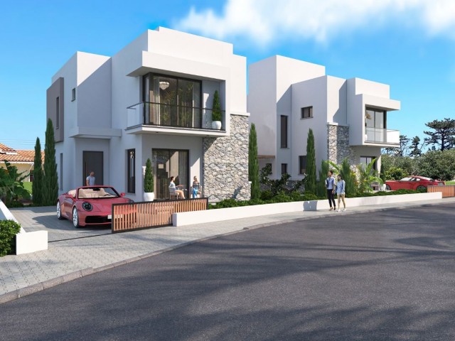 Modernes Design, 500 Meter vom Meer entfernt, Gelegenheit 3+1 Villa zum Verkauf in Karşıyaka, Kyrenia mit Meer- und Bergblick
