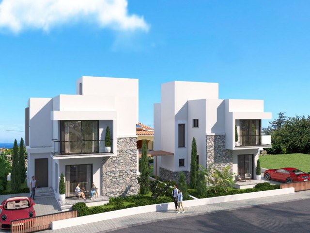 Modern Design 500 Meters to the Sea Opportunity 3+1 Villa for Sale in Karşıyaka, Kyrenia with Sea and Mountain Views