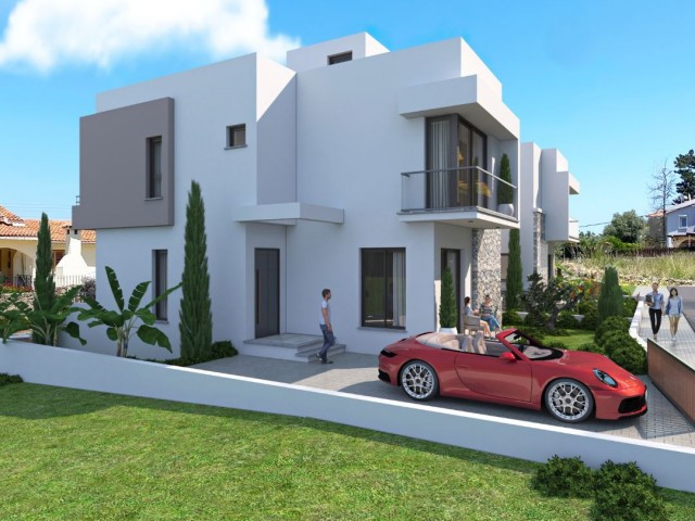 Modern Design 500 Meters to the Sea Opportunity 3+1 Villa for Sale in Karşıyaka, Kyrenia with Sea and Mountain Views