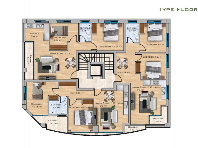 Girne Merkez'de  Projeden  ﻿ satılık 2+1 daireler. 