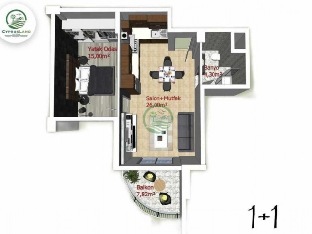 İSKELE LONGBEACH 1+1 FLATS FOR SALE