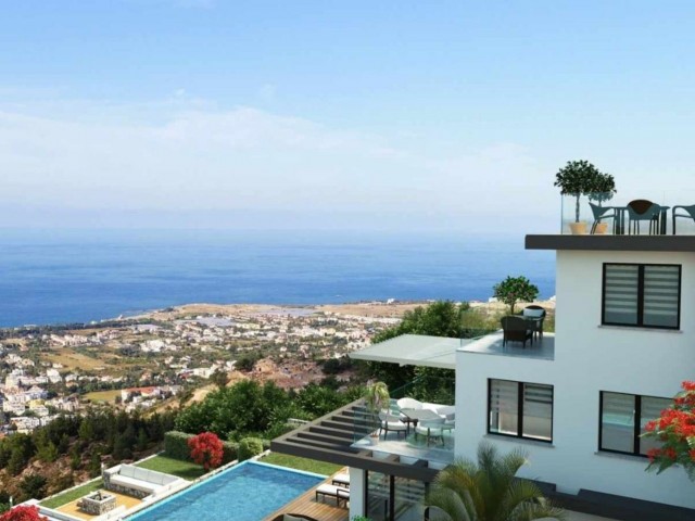 Superlux-Villen mit privatem Pool und Berg- und Meerblick zum Verkauf in Girne Lapta