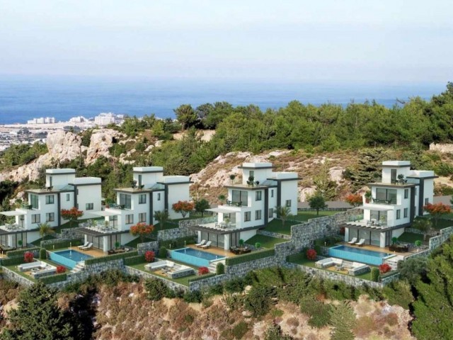 Superlux-Villen mit privatem Pool und Berg- und Meerblick zum Verkauf in Girne Lapta