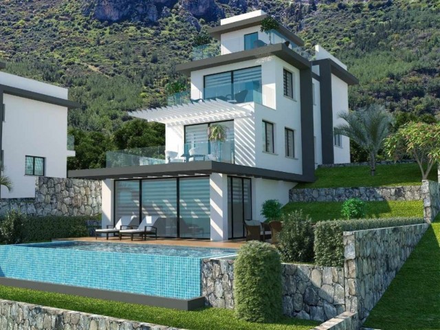 Superlux-Villen mit privatem Pool und Berg- und Meerblick zum Verkauf in Girne Lapta