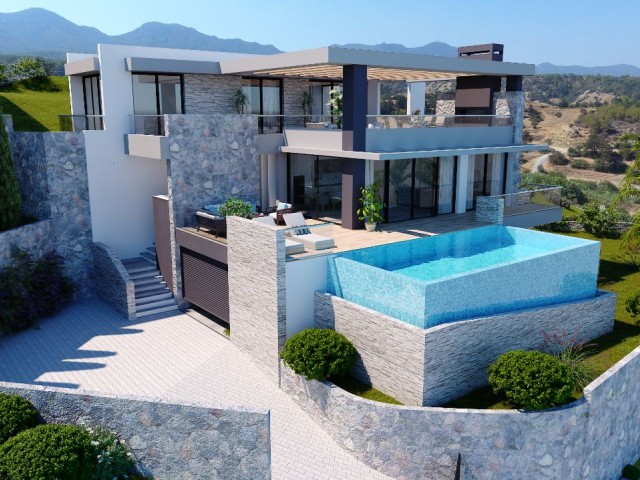 VILLAS WITH SEA AND MOUNTAIN VIEW SWIMMING POOLS FOR SALE IN KYRENIA, ESENTEPE