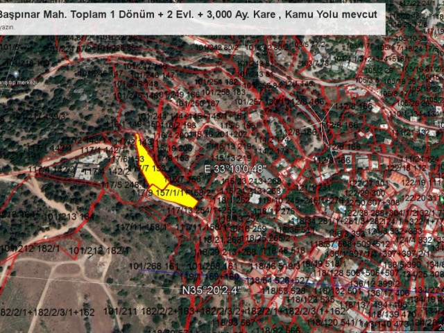 Girne, Lapta'da Başpınar Mahallesinde  muhteşem Önü Kapanmayan , Deniz ve Dağ manzaralı 2 adet  ARSA Toplam  Y. Ölçümü : 2,285  m2 - Doğan BORANSEL : +90533-8671911