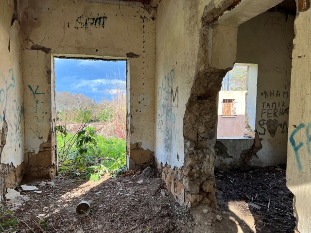 Steinhaus mit herrlichem Meer- und Bergblick in GİRNE Lapta, speziell für seinen Kunden TÜRK KOÇANLI in sehr gutem, restaurierungsbedürftigem Zustand / mit Garten – Doğan BORANSEL: +90-533-8671911