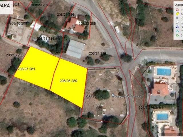 GİRNE /KARŞIYAKA  2 PLOTS - SEMIDETACHED ( 1 Evlek + 3,200 Ay. Kare   +   1 Evlek + 2,400 Ay. Kare  