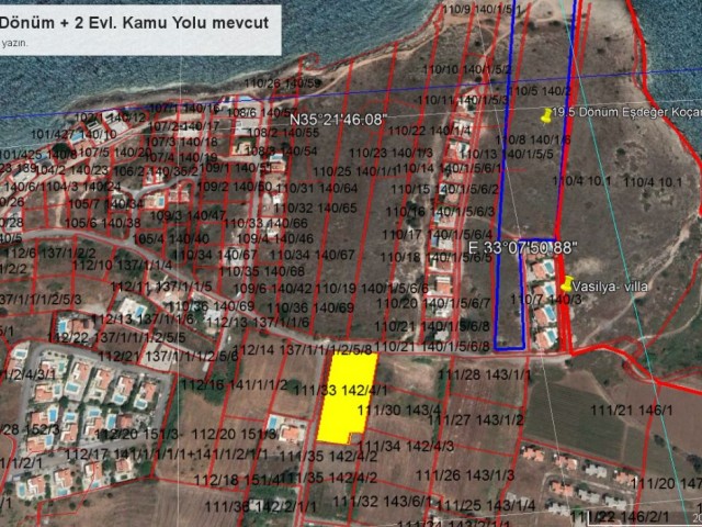 A BUILDING PLOT IN GİRNE, KARŞIYAKA WITH  2 DÖNÜM + 2 EVLEK VERY CLOSE TO THE BEACH WITH  ALL INFRAS