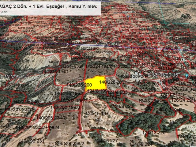 GİRNE, KARAAĞAÇ village  A PLOT WITH  2 Dönüm + 1 Evlek  EXCHANGE TITLE , BUILDING PERCENTAGE  35%  WITH PUBLIC ROAD . Doğan BORANSEL : +90-5338671911