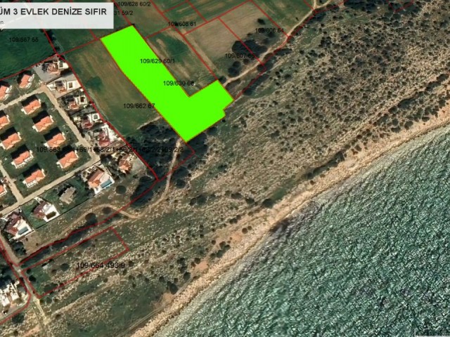 7 DECLARES OF 3 EVLEK LAND FOR SALE IN KUMYALI, SEA-FRONT INVESTMENT