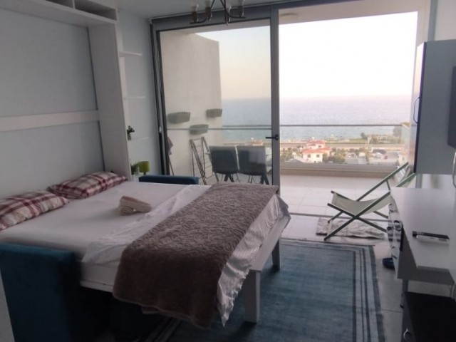 1+0 FULLY FURNISHED FLAT FOR RENT WITH SEA VIEW WITHIN THE SITE IN İSKELE BOGAZ AREA